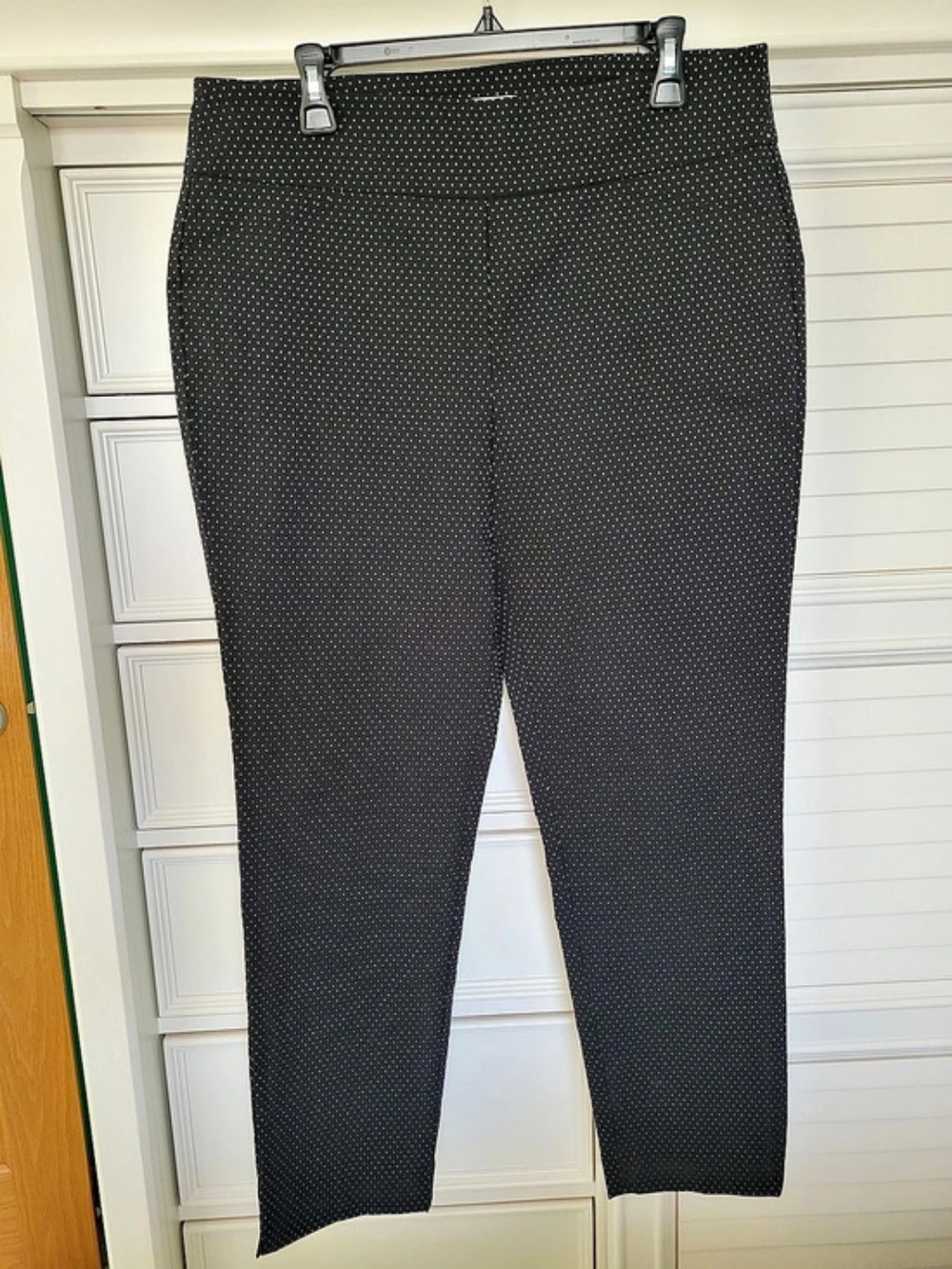 Chapter Club Women's Polka Dot Straight Leg Pants in Black & White Size 14